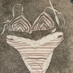 Hollister Cream Bikini Top and Bottom
